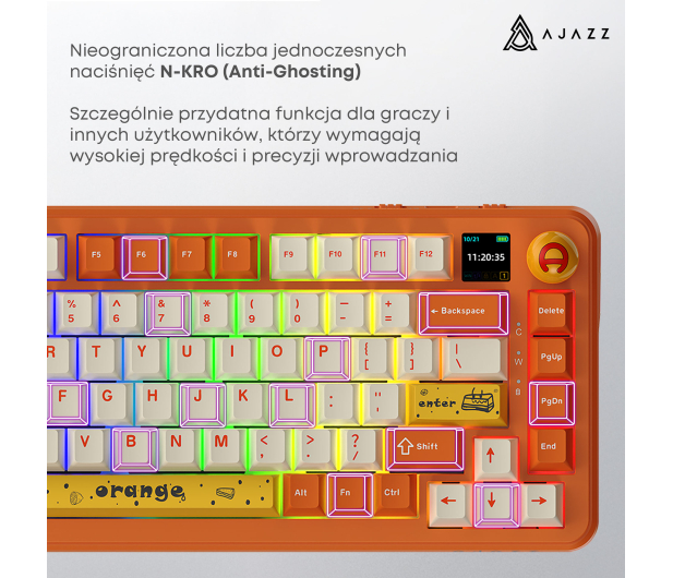 Ajazz AK820 MAX PLUS Avocado Switch Orange z ekranem - 1536382 - zdjęcie 13